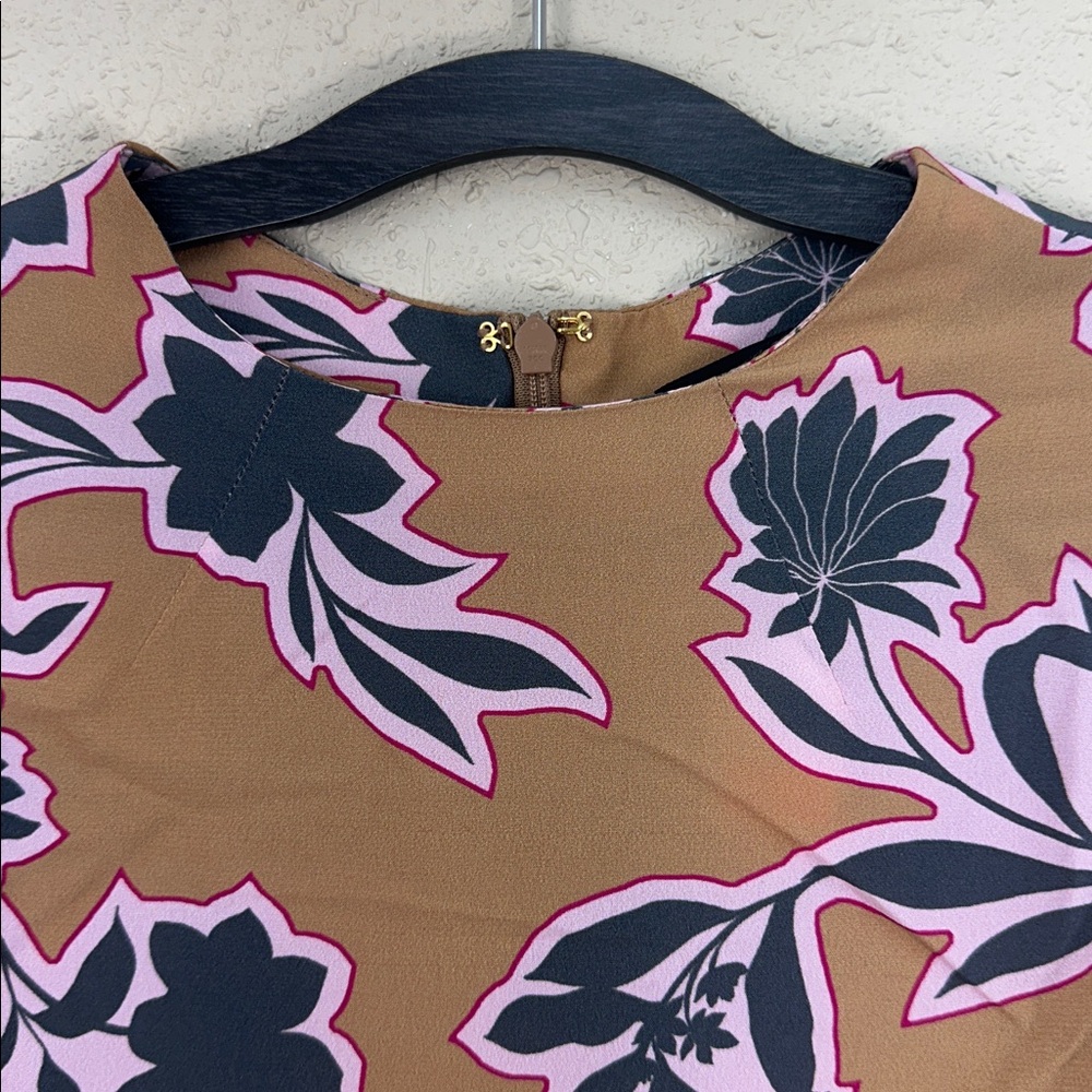St. John collection Handkerchief Hem Silk Blend  Dress Camel Pink Gray 12 $1,195 - Picture 8 of 13